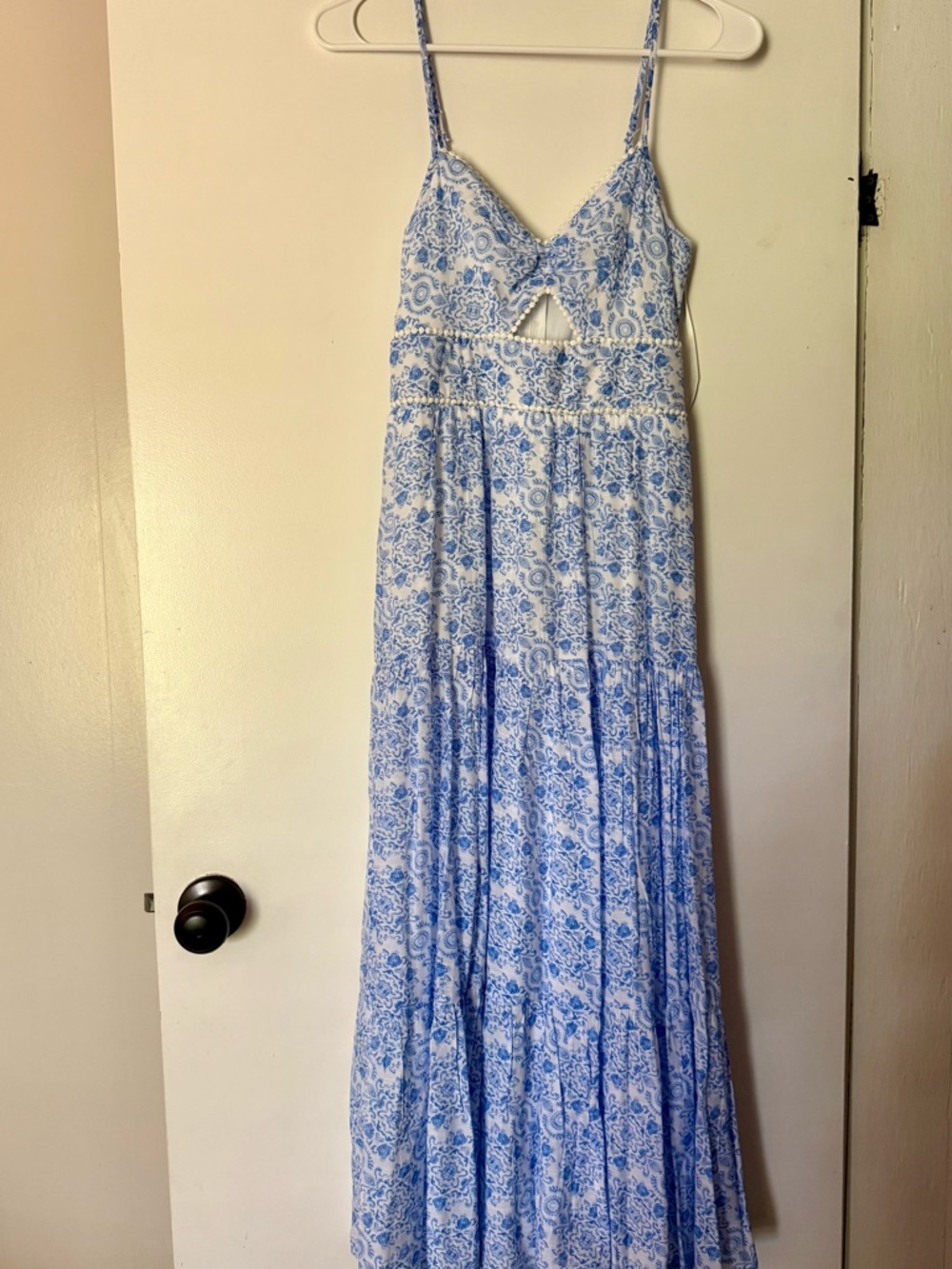Trixxi White and Blue Paisley Print Sundress